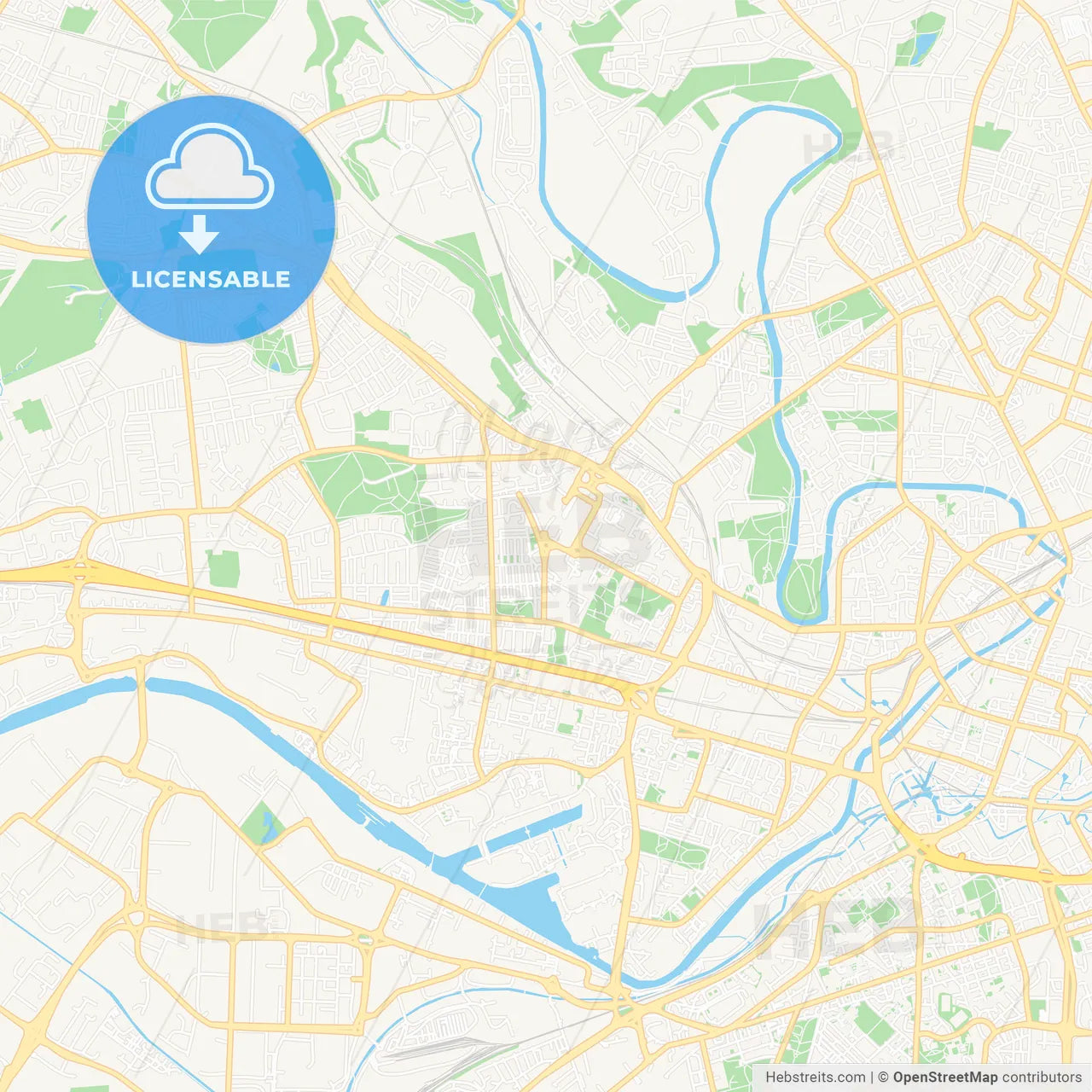 Salford, England Vector Map - Classic Colors