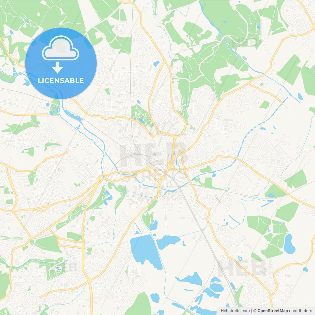 Wigan, England Vector Map - Classic Colors