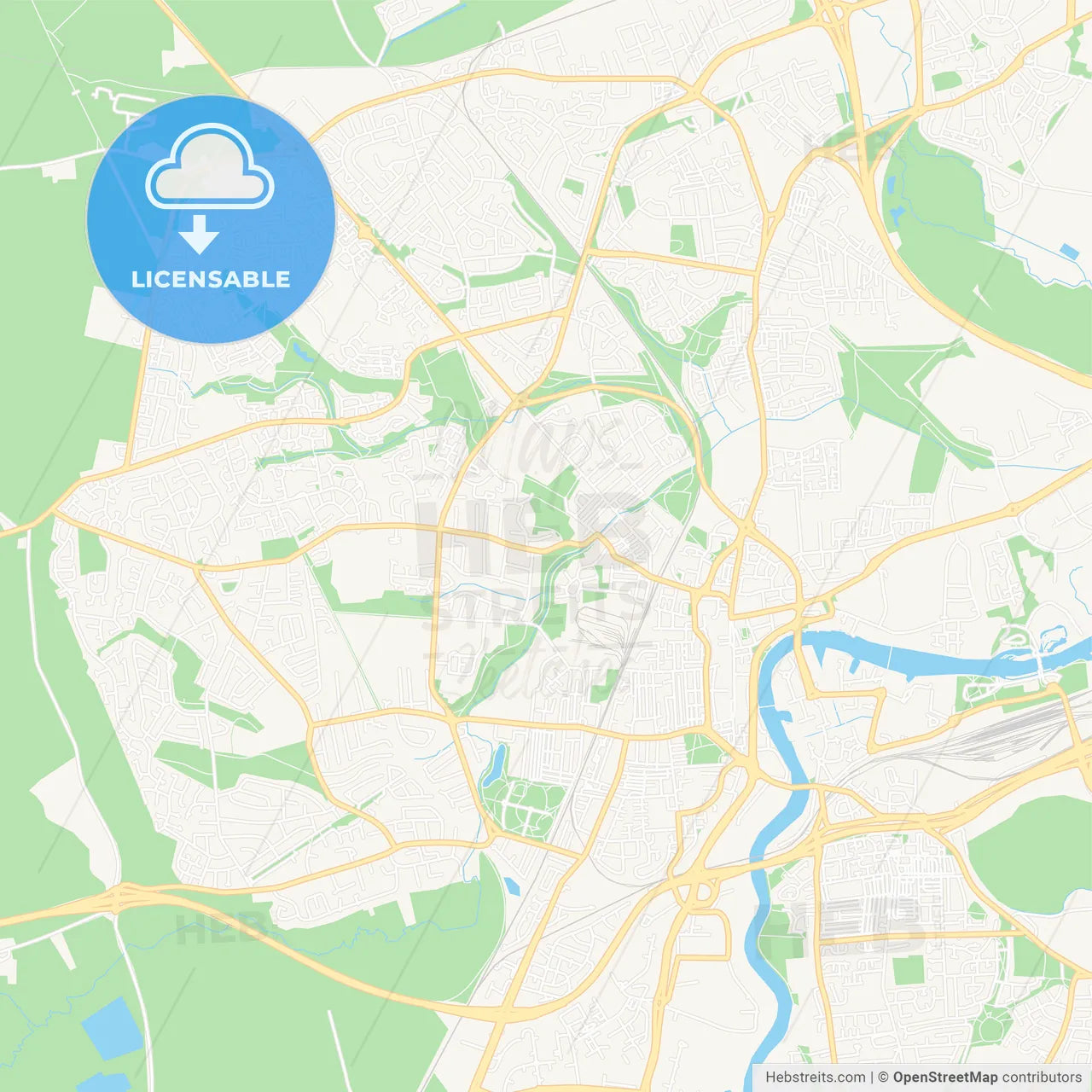 Stockton-on-Tees, England Vector Map - Classic Colors