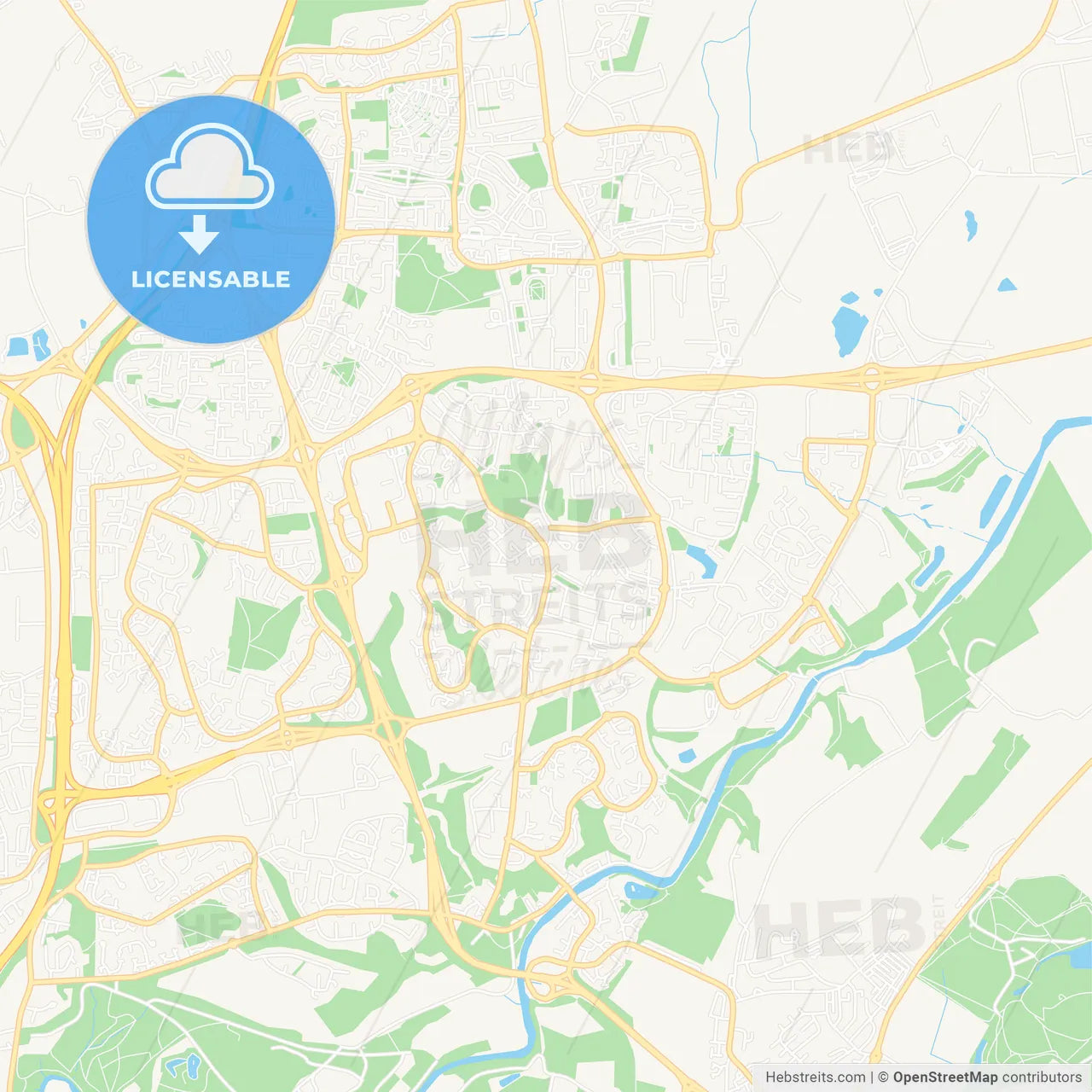 Washington, England Vector Map - Classic Colors