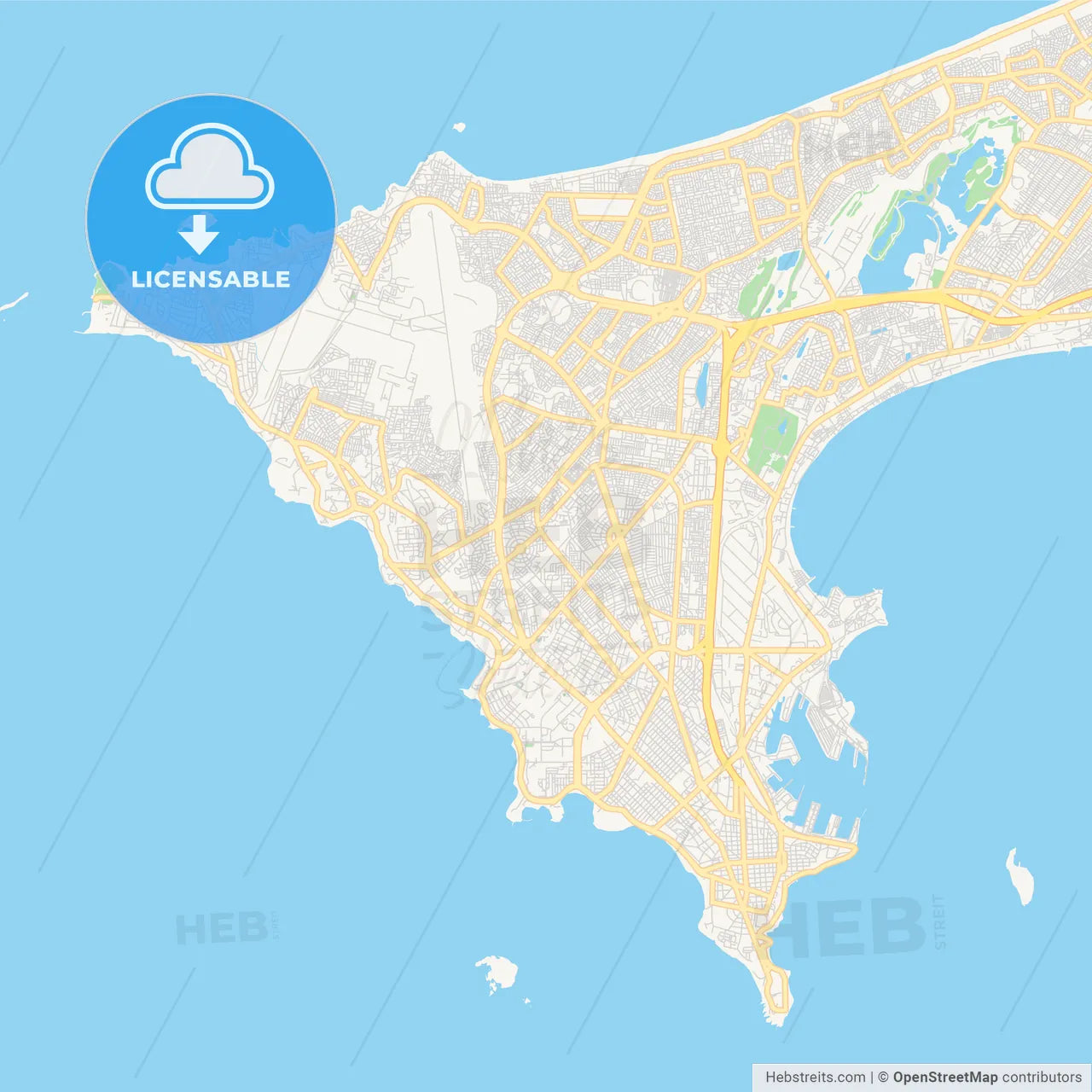 Printable street map of Dakar, Senegal