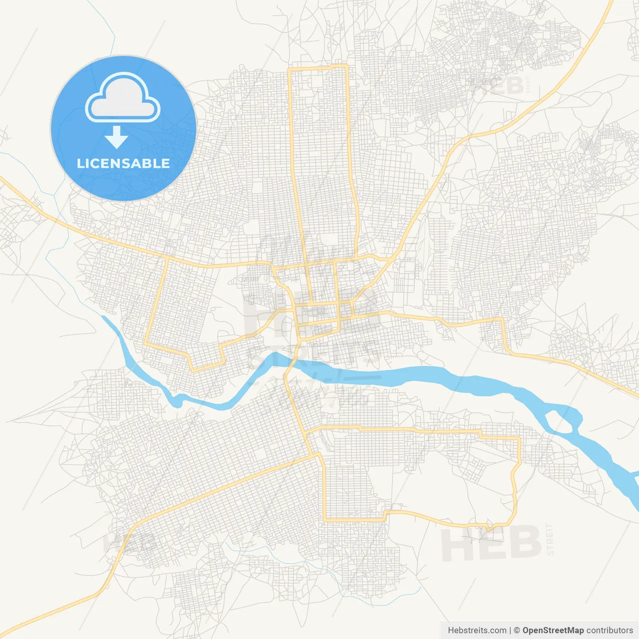 Printable street map of Nyala, Sudan