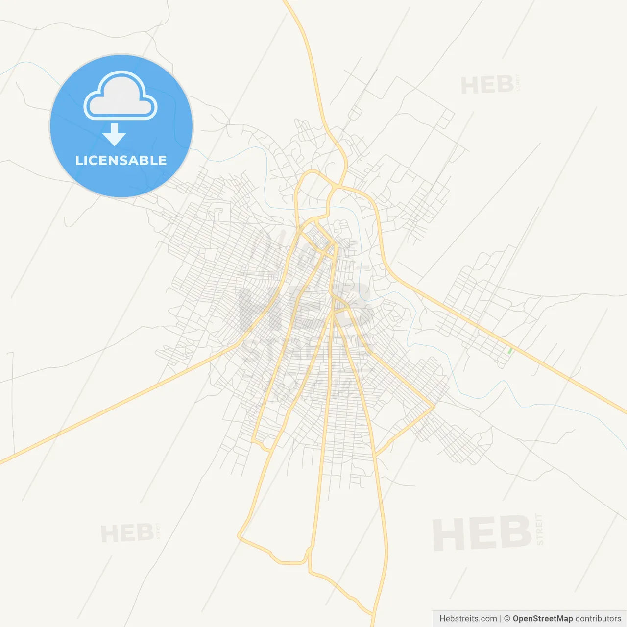 Printable street map of Burao, Somalia