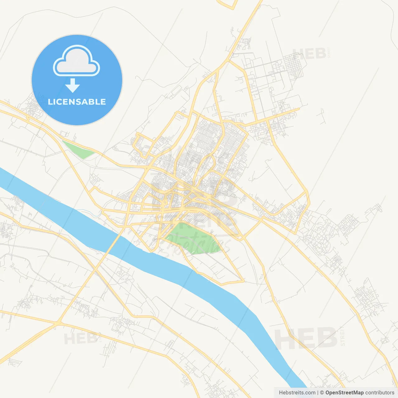 Printable street map of Qina, Egypt