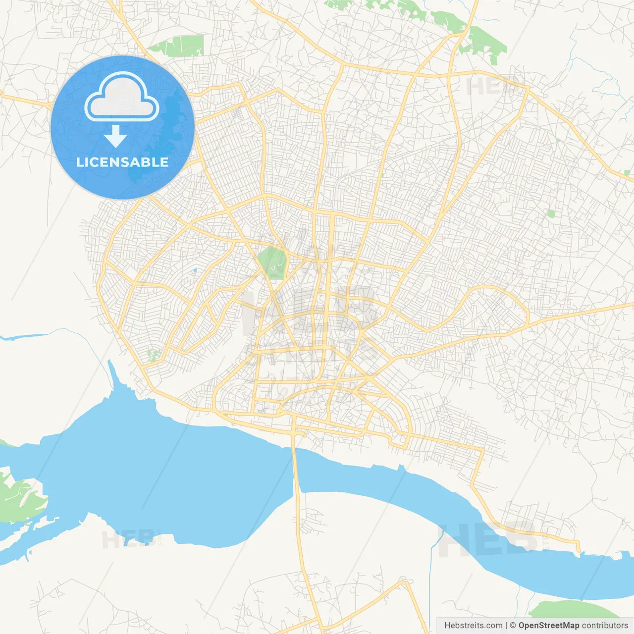Printable street map of Porto-Novo, Benin