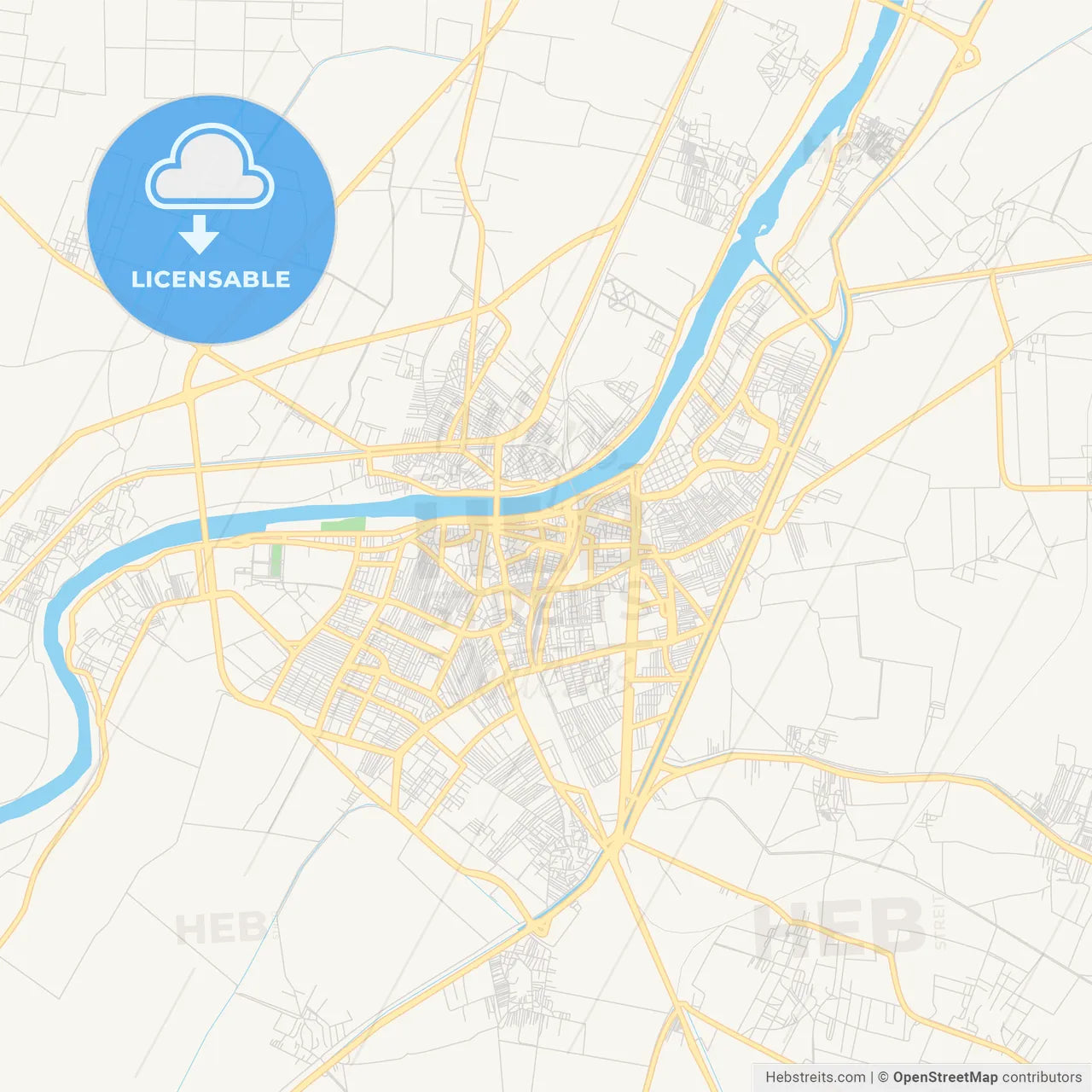 Printable street map of Talkha, Egypt