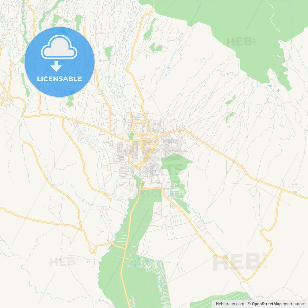 Printable street map of Moshi, Tanzania
