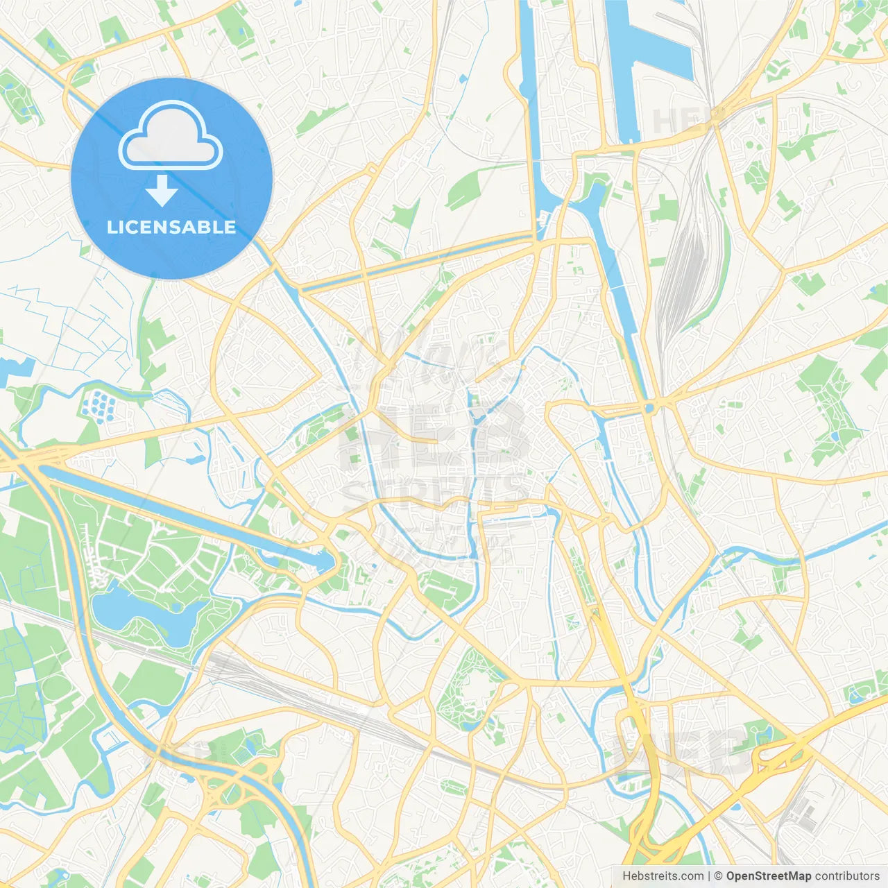 Ghent , Belgium Vector Map - Classic Colors