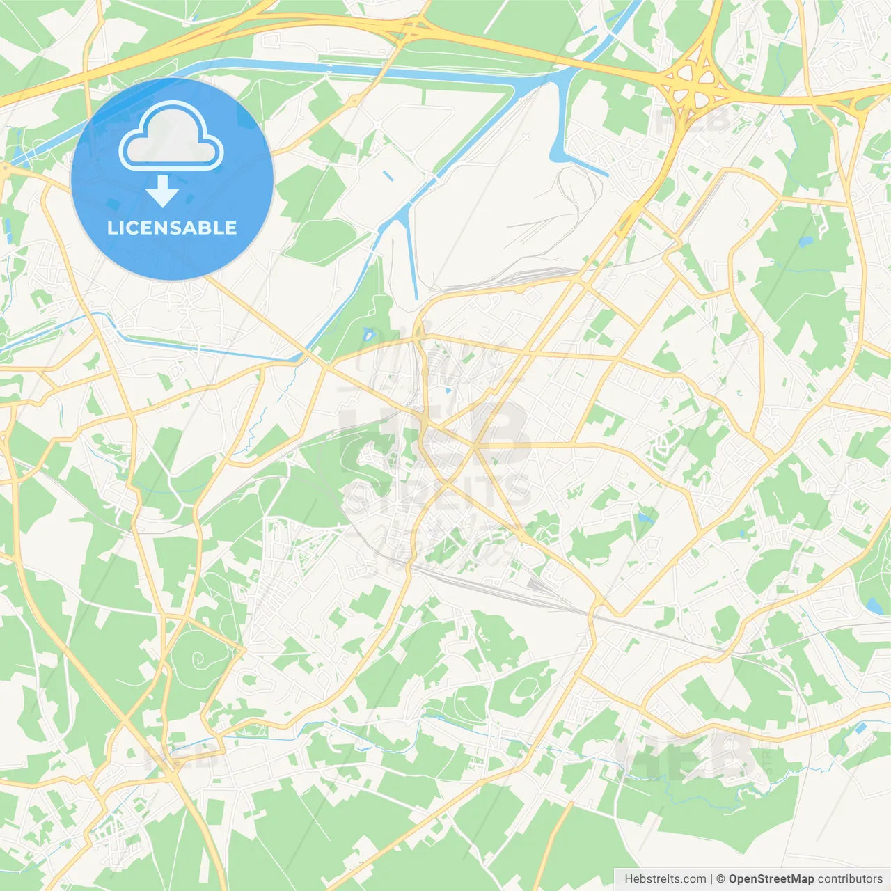 La Louviere, Belgium Vector Map - Classic Colors