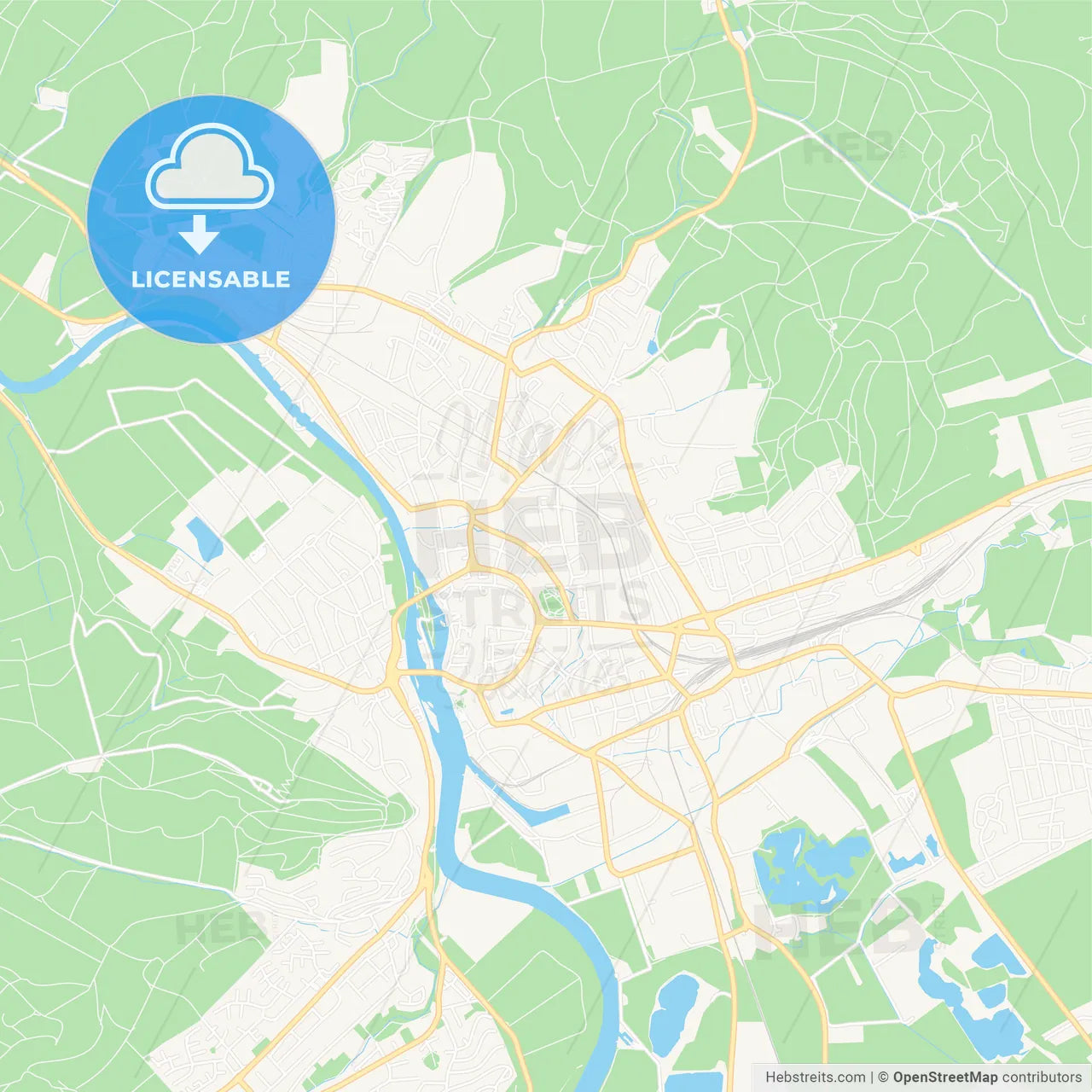 Hameln, Germany Vector Map - Classic Colors