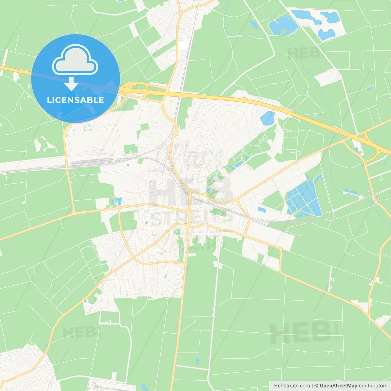 Lehrte, Germany Vector Map - Classic Colors