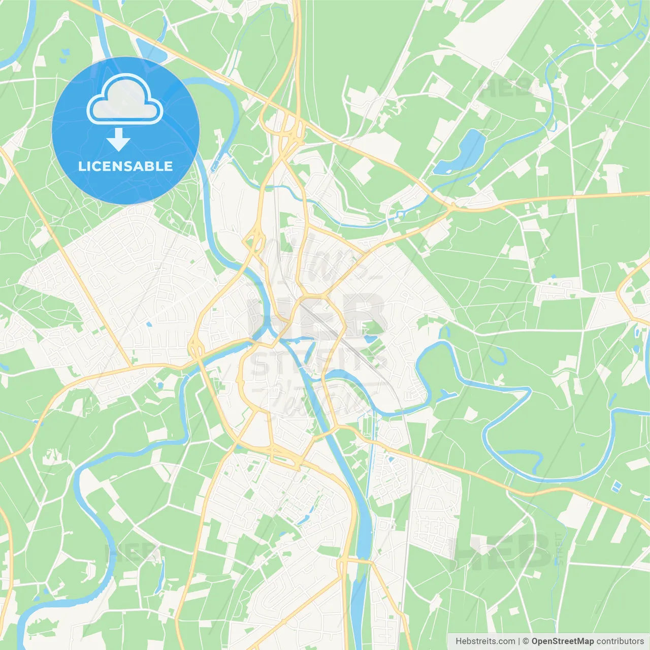 Meppen, Germany Vector Map - Classic Colors