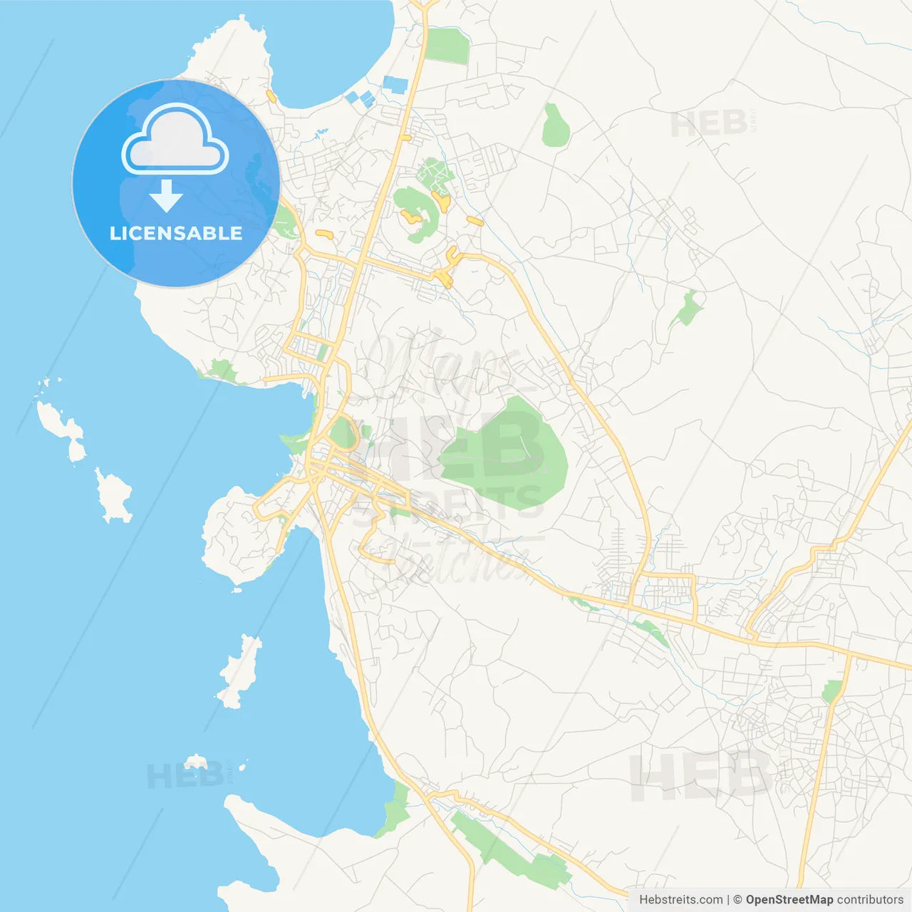 Printable street map of Mwanza, Tanzania