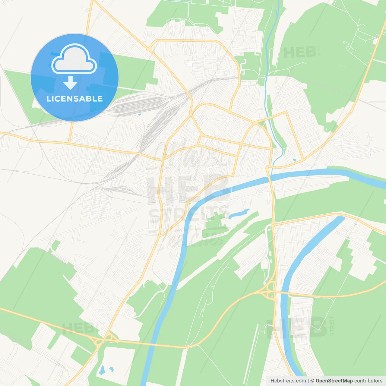 Szolnok, Hungary Vector Map - Classic Colors