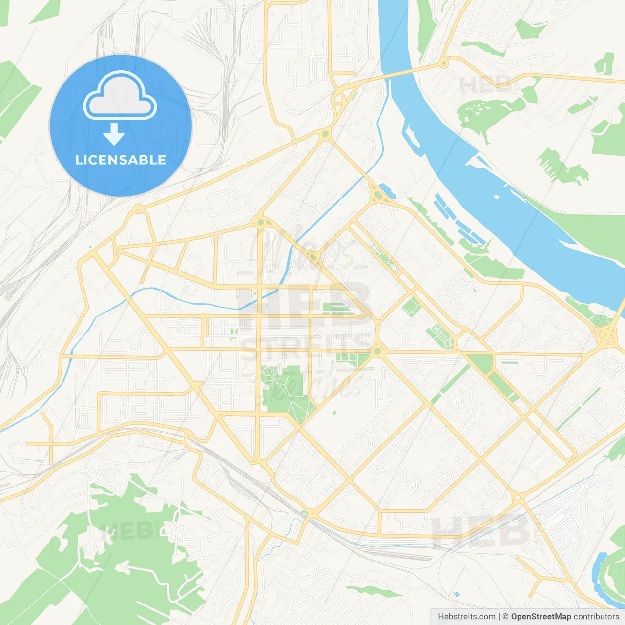 Novokuznetsk, Russia Vector Map - Classic Colors