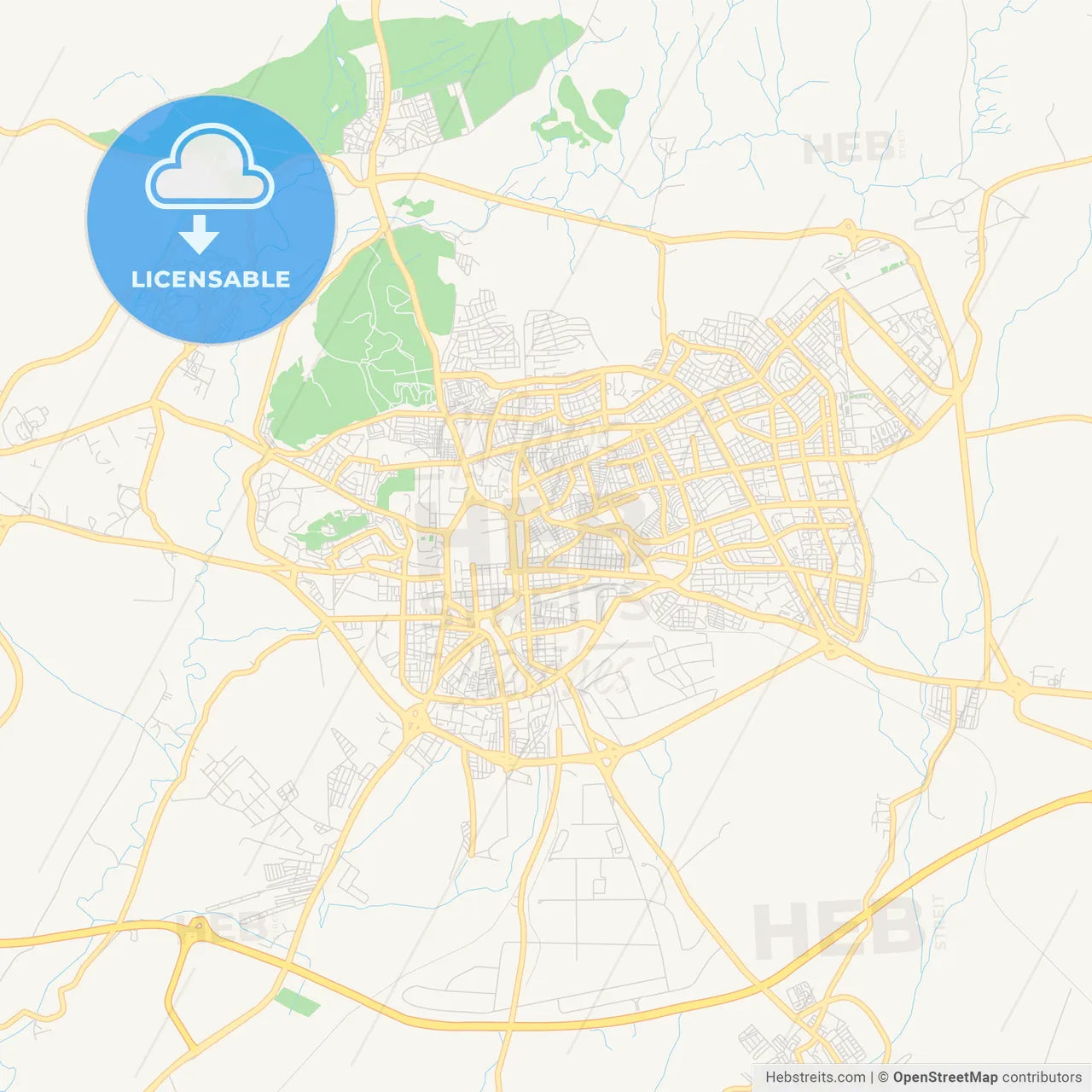 Printable street map of Setif, Algeria