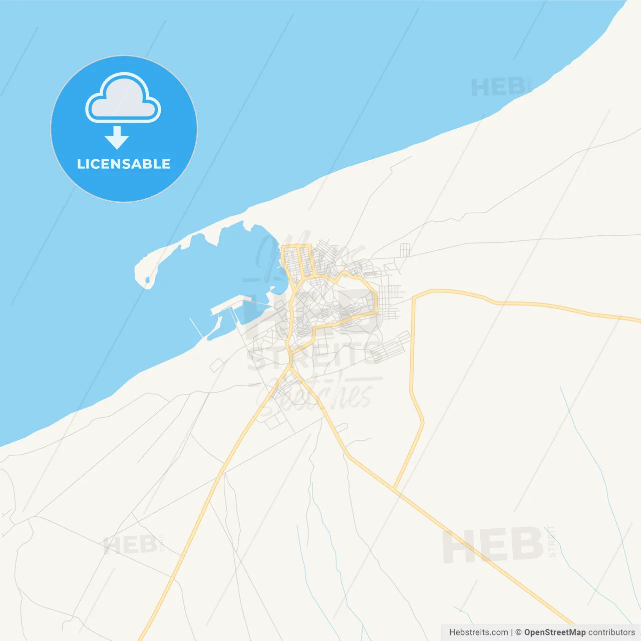 Printable street map of Berbera, Somalia