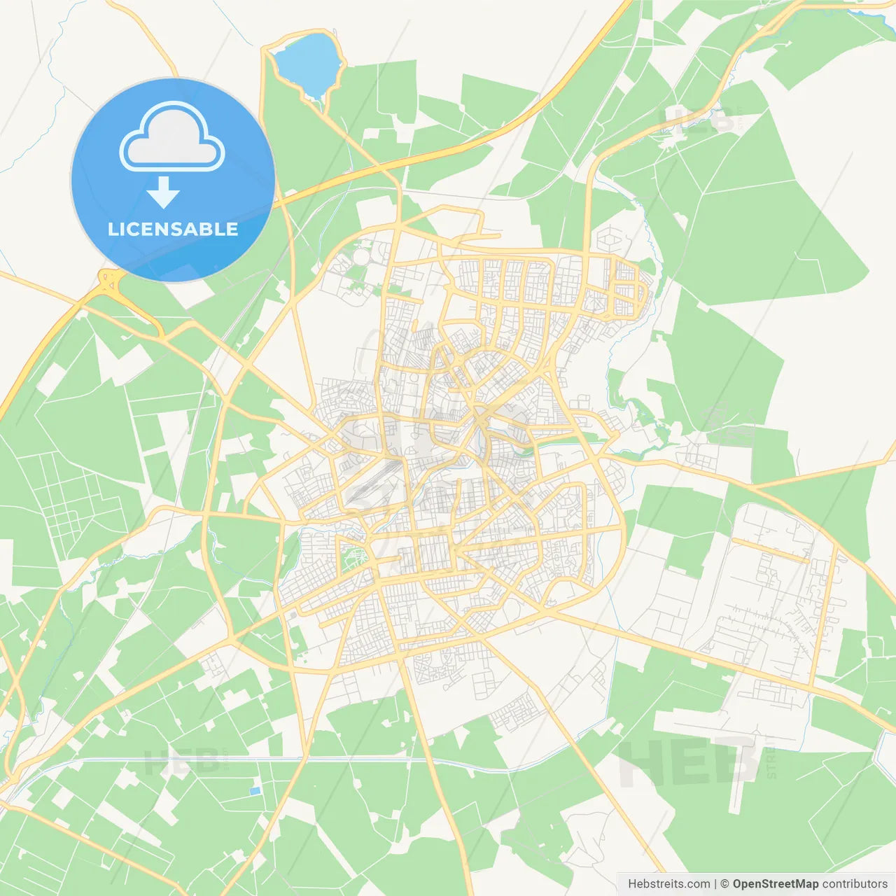 Printable street map of Sidi Bel Abbes, Algeria