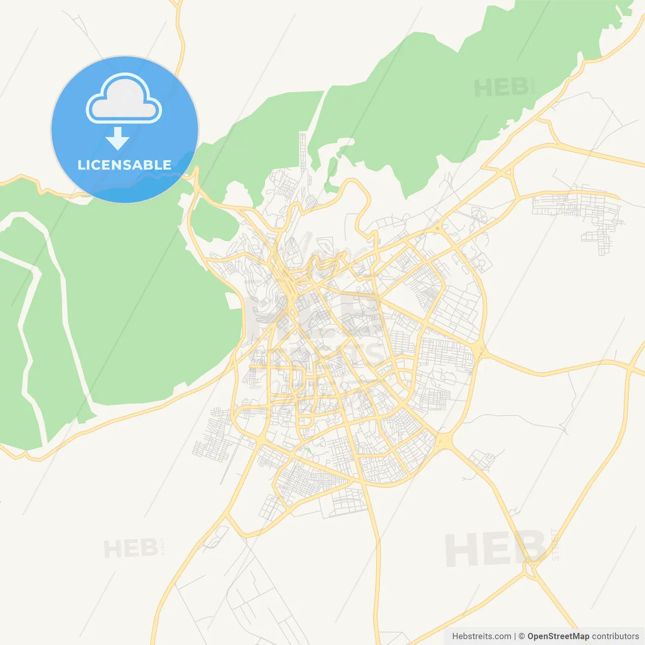 Printable street map of Tiaret, Algeria