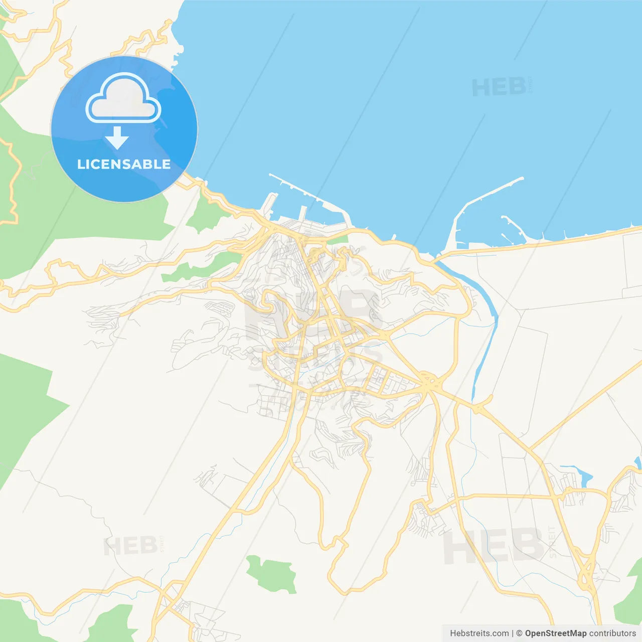 Printable street map of Skikda, Algeria
