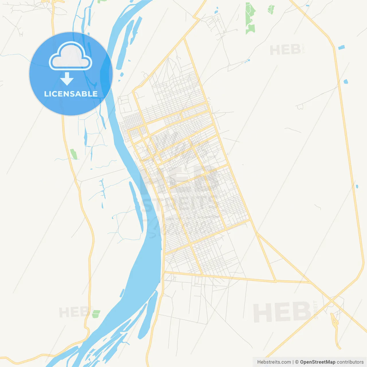 Printable street map of Malakal, South Sudan