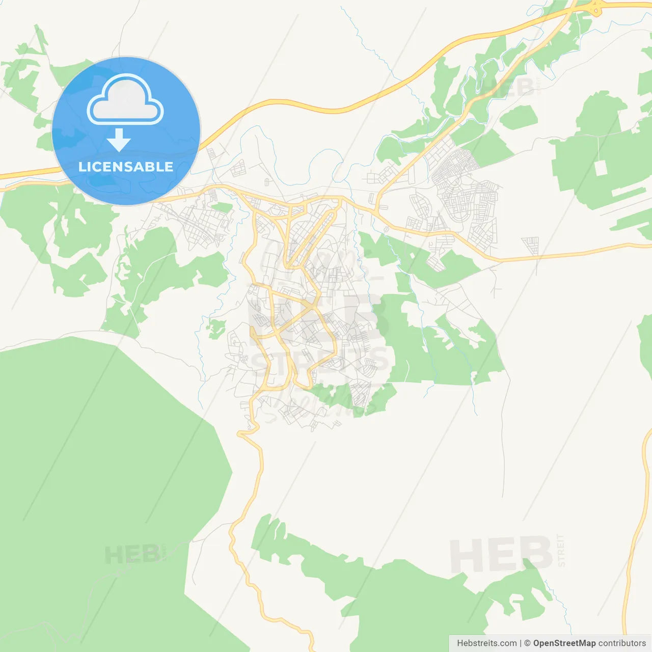 Printable street map of Taza, Morocco