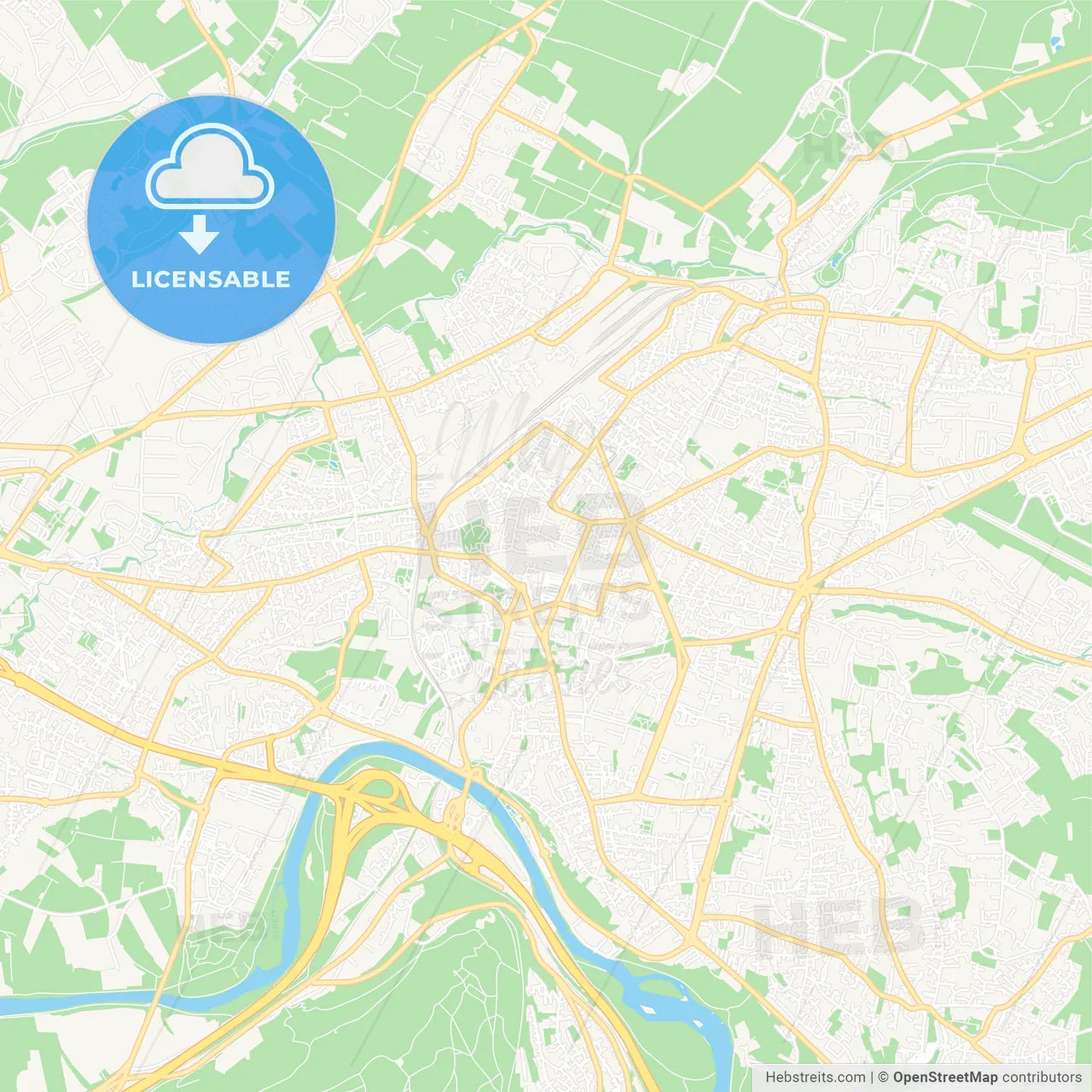 Annemasse, France Vector Map - Classic Colors