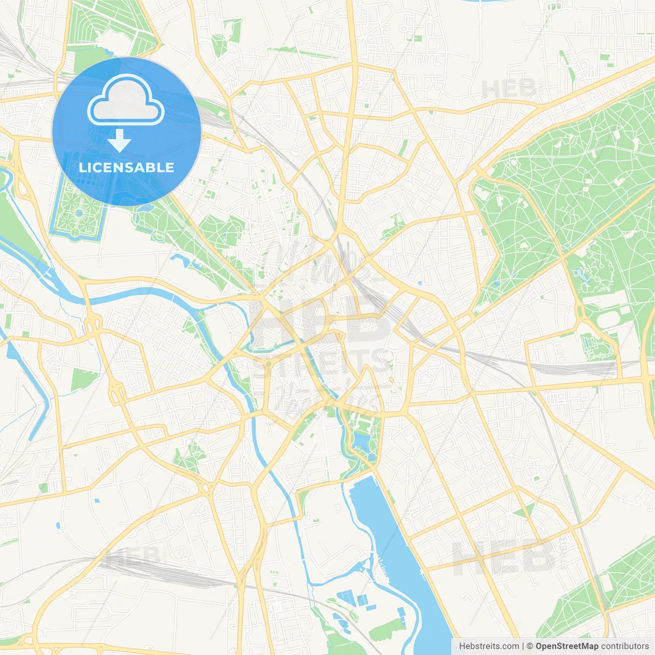 Hannover, Germany Vector Map - Classic Colors