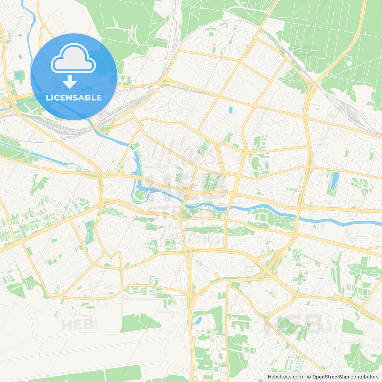 Bydgoszcz, Poland Vector Map - Classic Colors