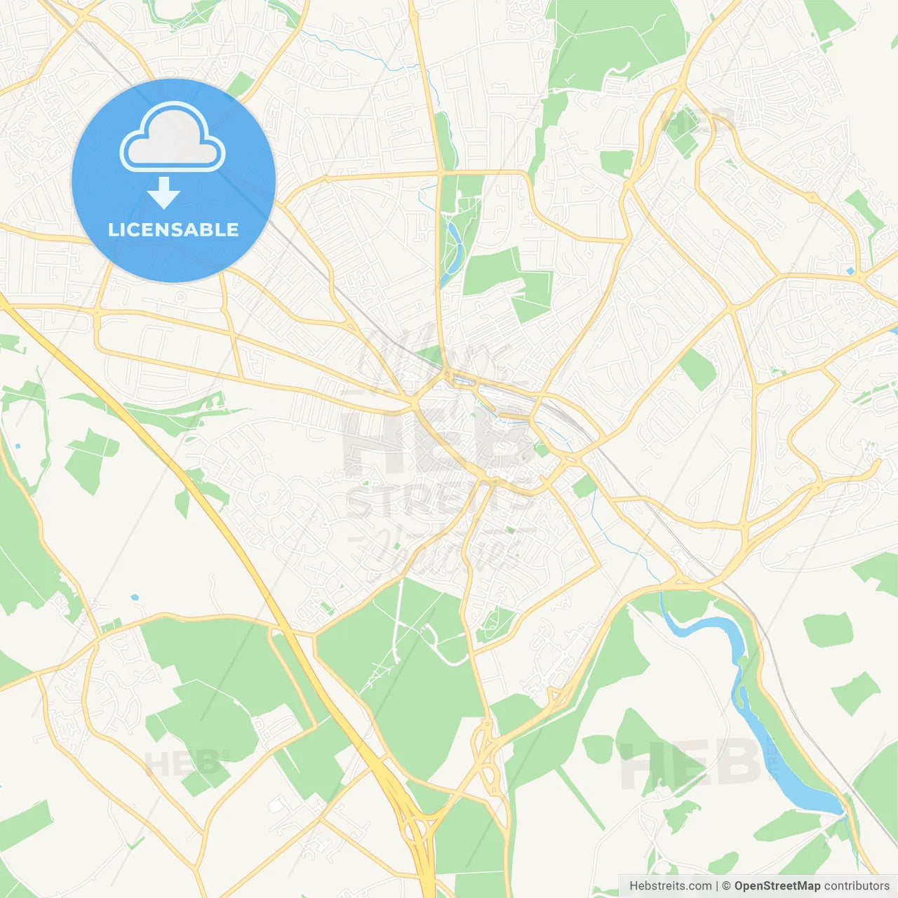 Luton, England Vector Map - Classic Colors