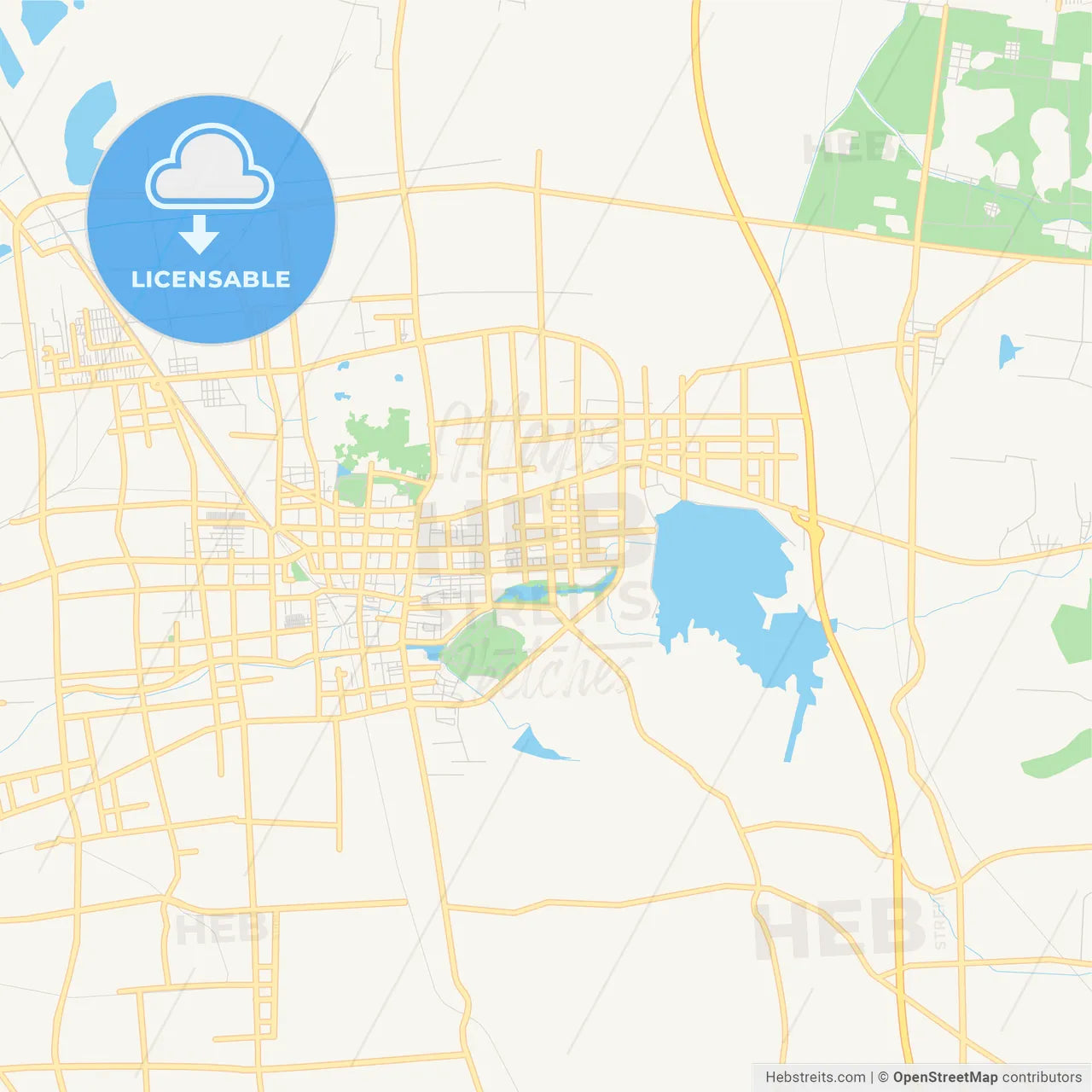 Printable street map of Zoucheng, China