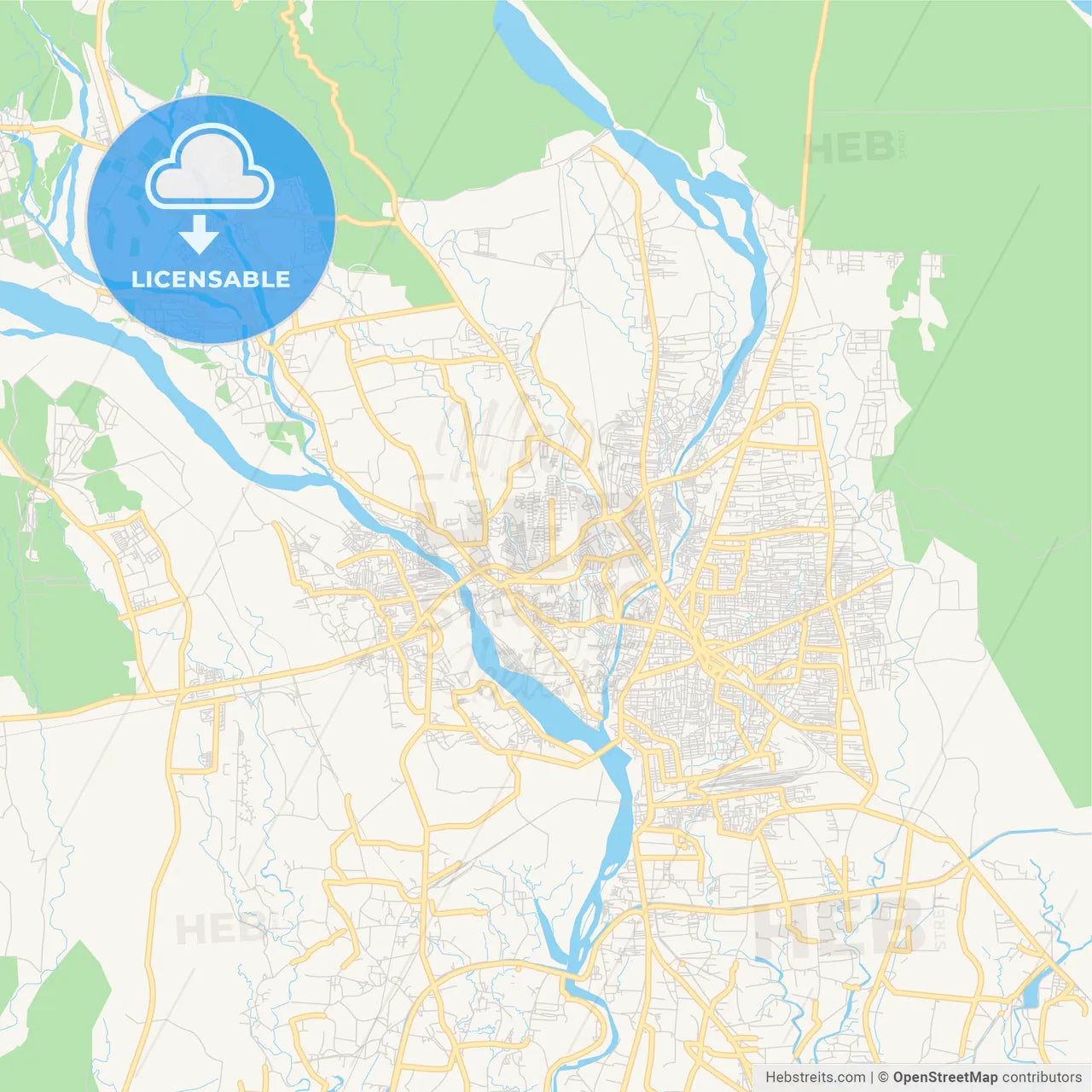 Printable street map of Siliguri, India