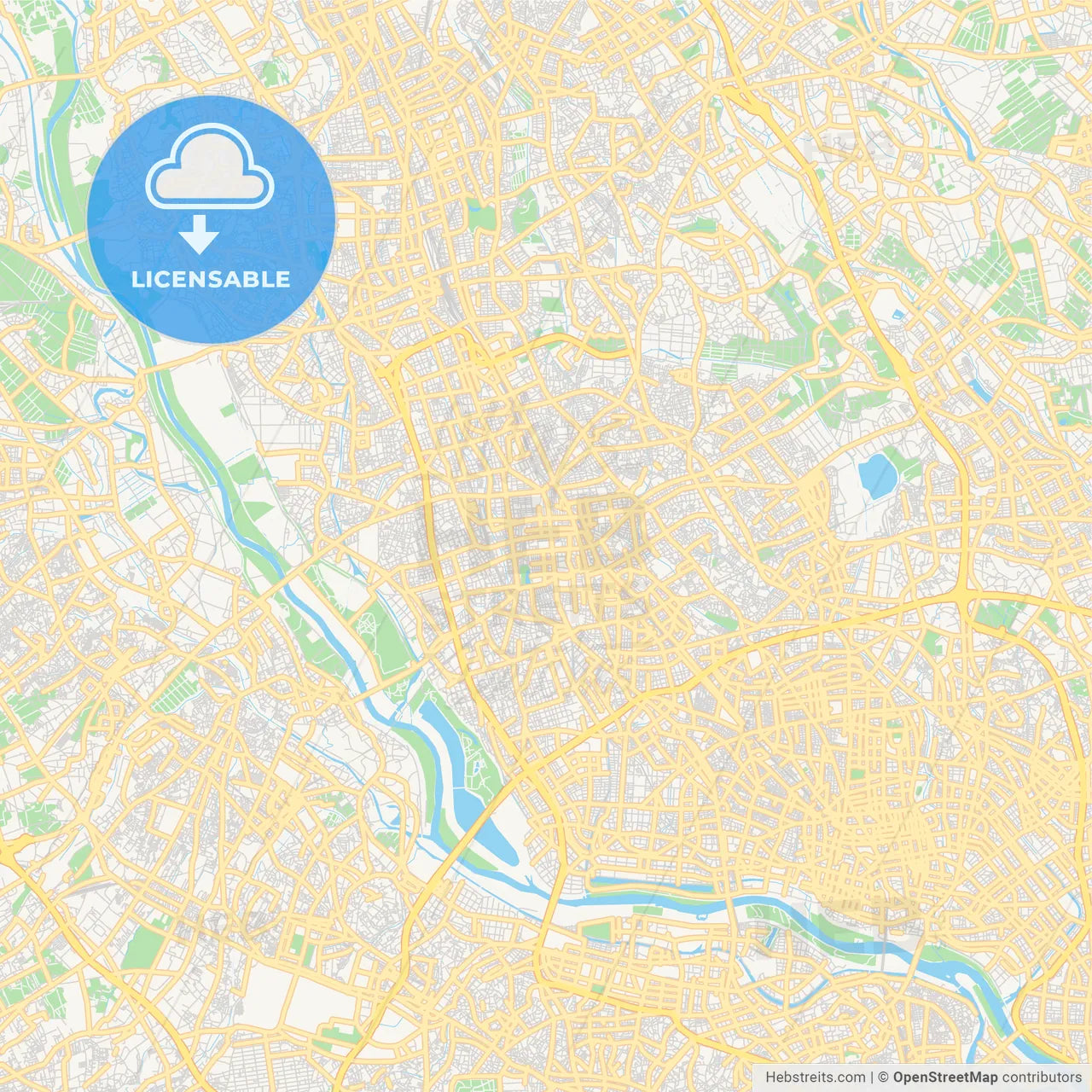 Printable street map of Saitama, Japan