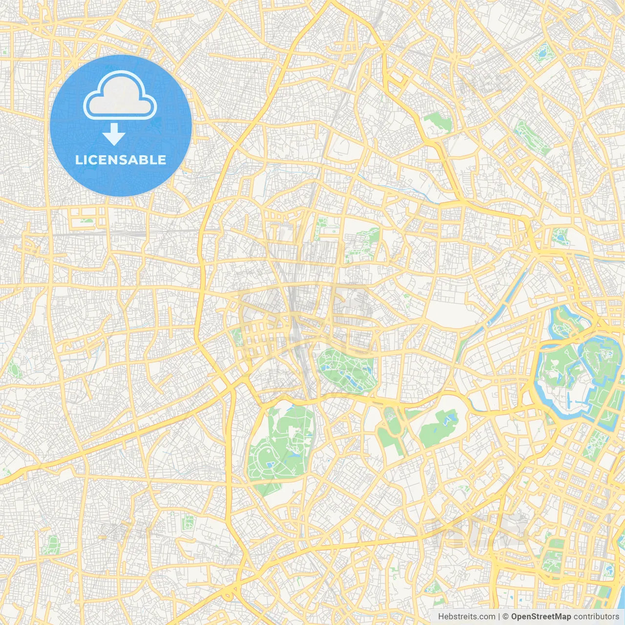 Printable street map of Shinjuku, Japan