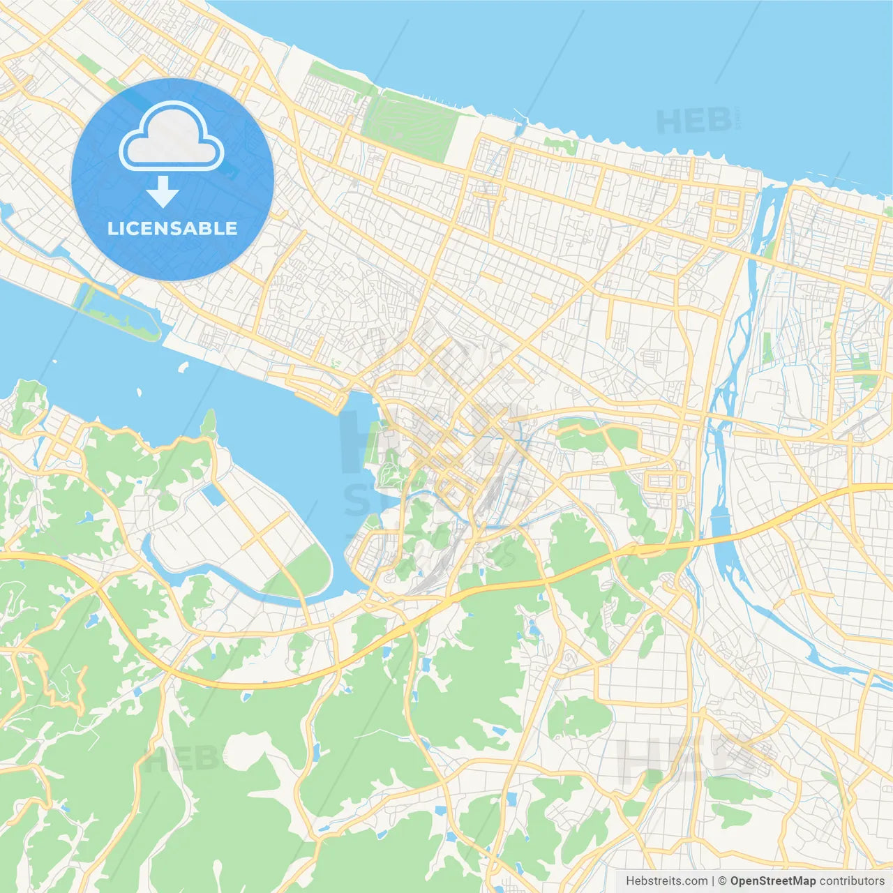 Printable street map of Yonago, Japan
