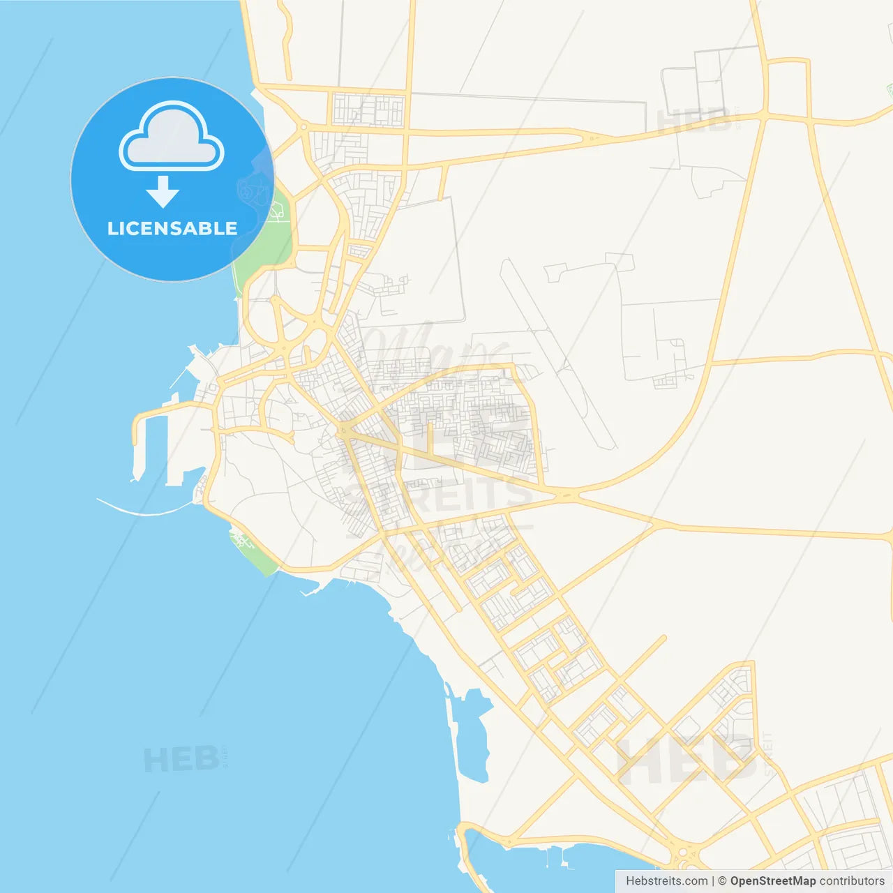 Printable street map of Jizan, Saudi Arabia