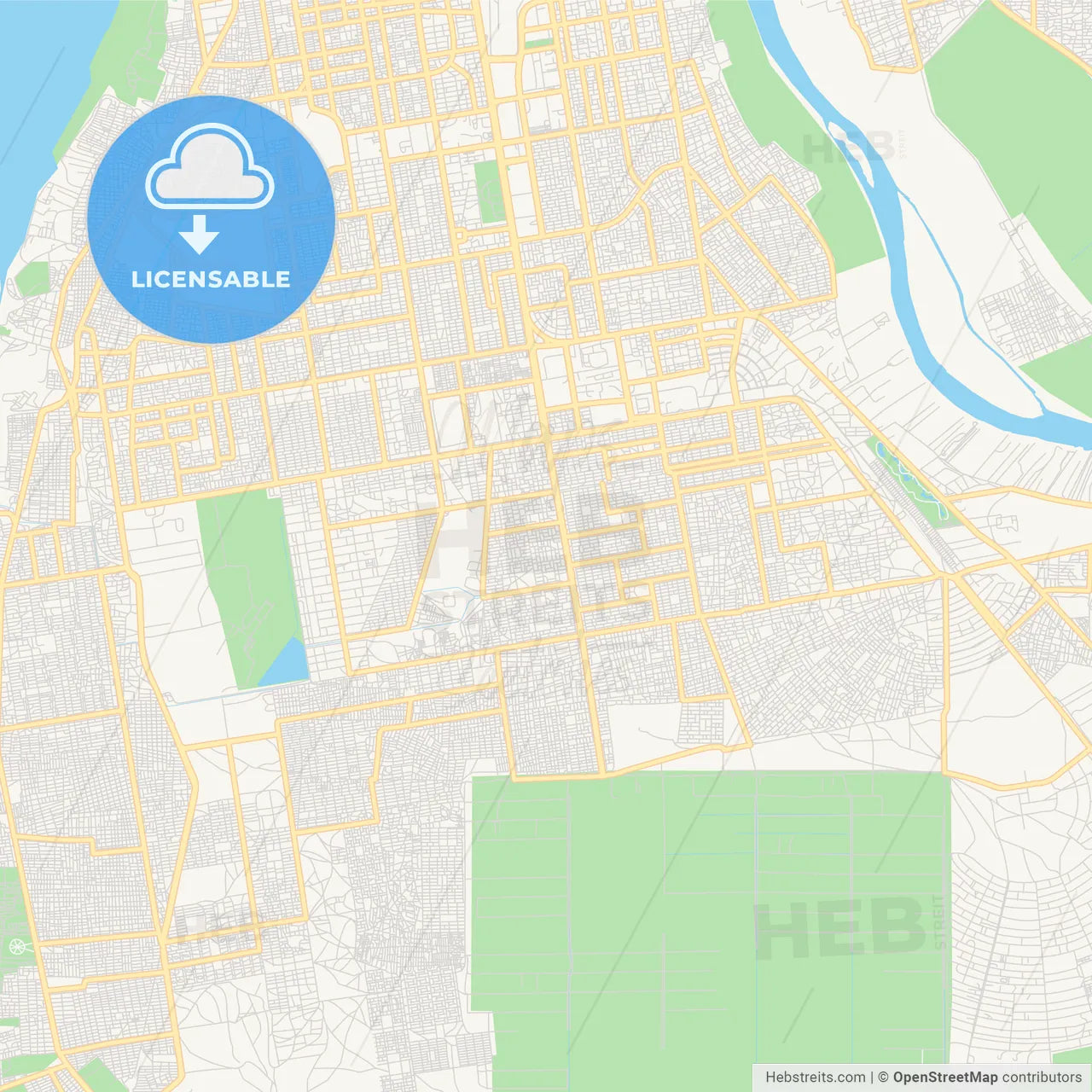 Printable street map of Khartoum, Sudan