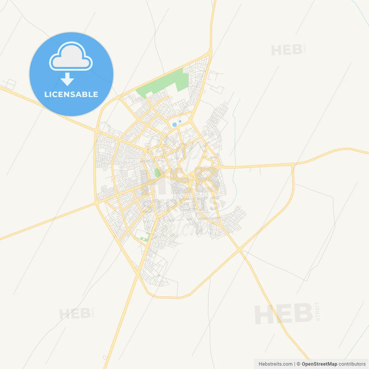 Printable street map of Kairouan, Tunisia