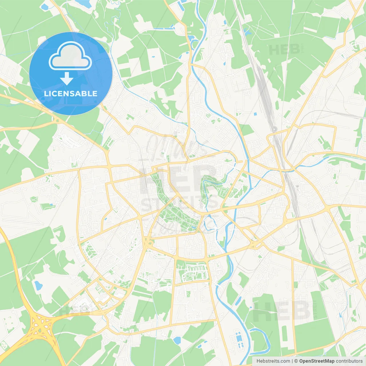 Olomouc, Czechia Vector Map - Classic Colors