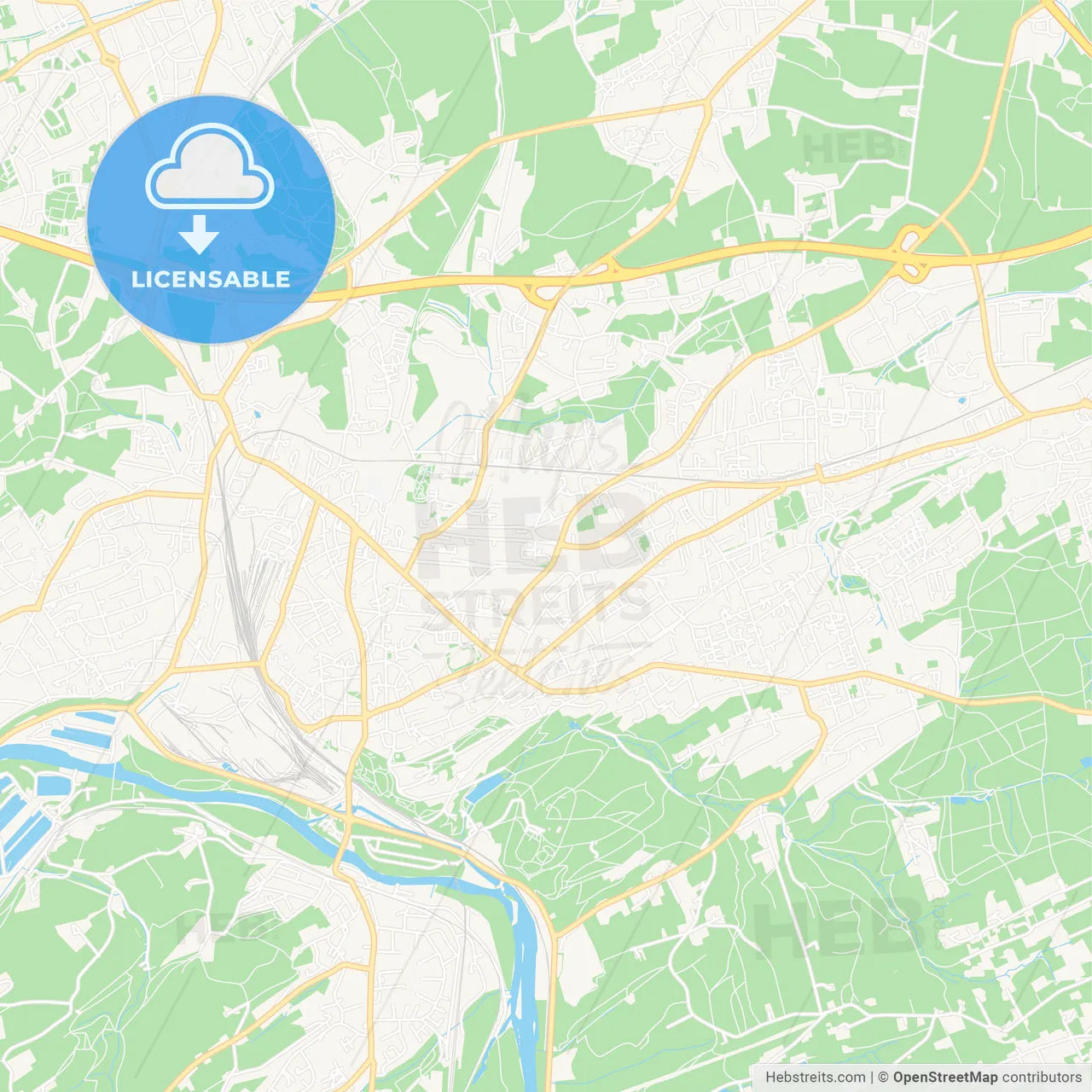 Witten, Germany Vector Map - Classic Colors