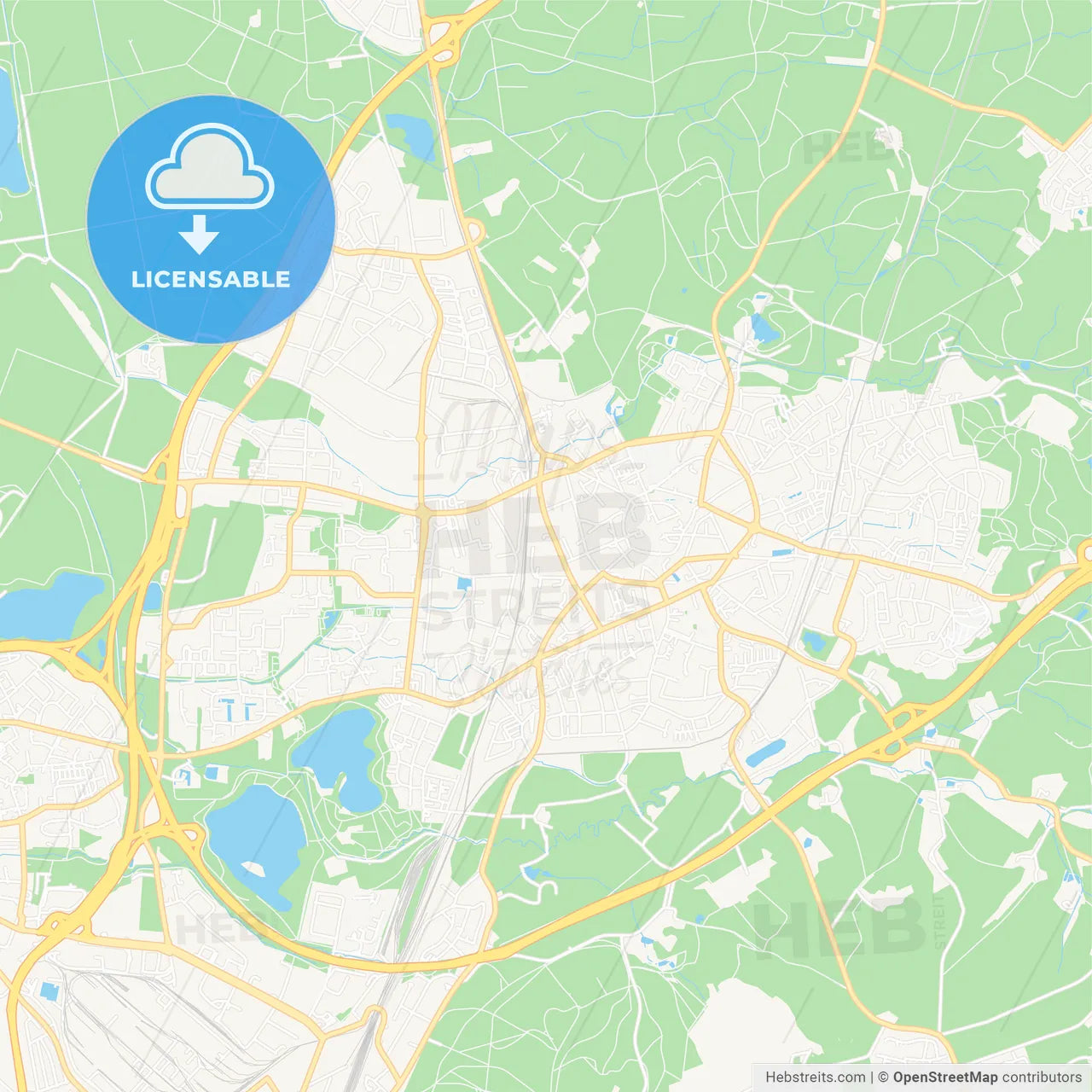 Ratingen, Germany Vector Map - Classic Colors