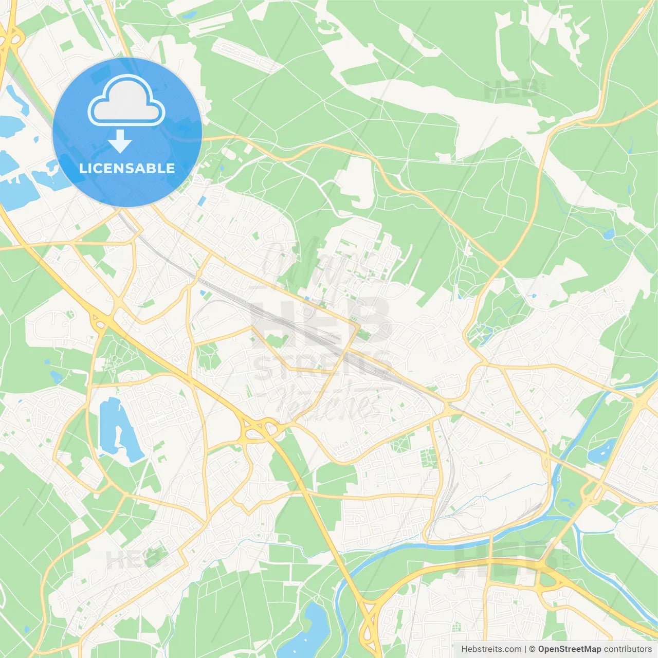 Troisdorf, Germany Vector Map - Classic Colors