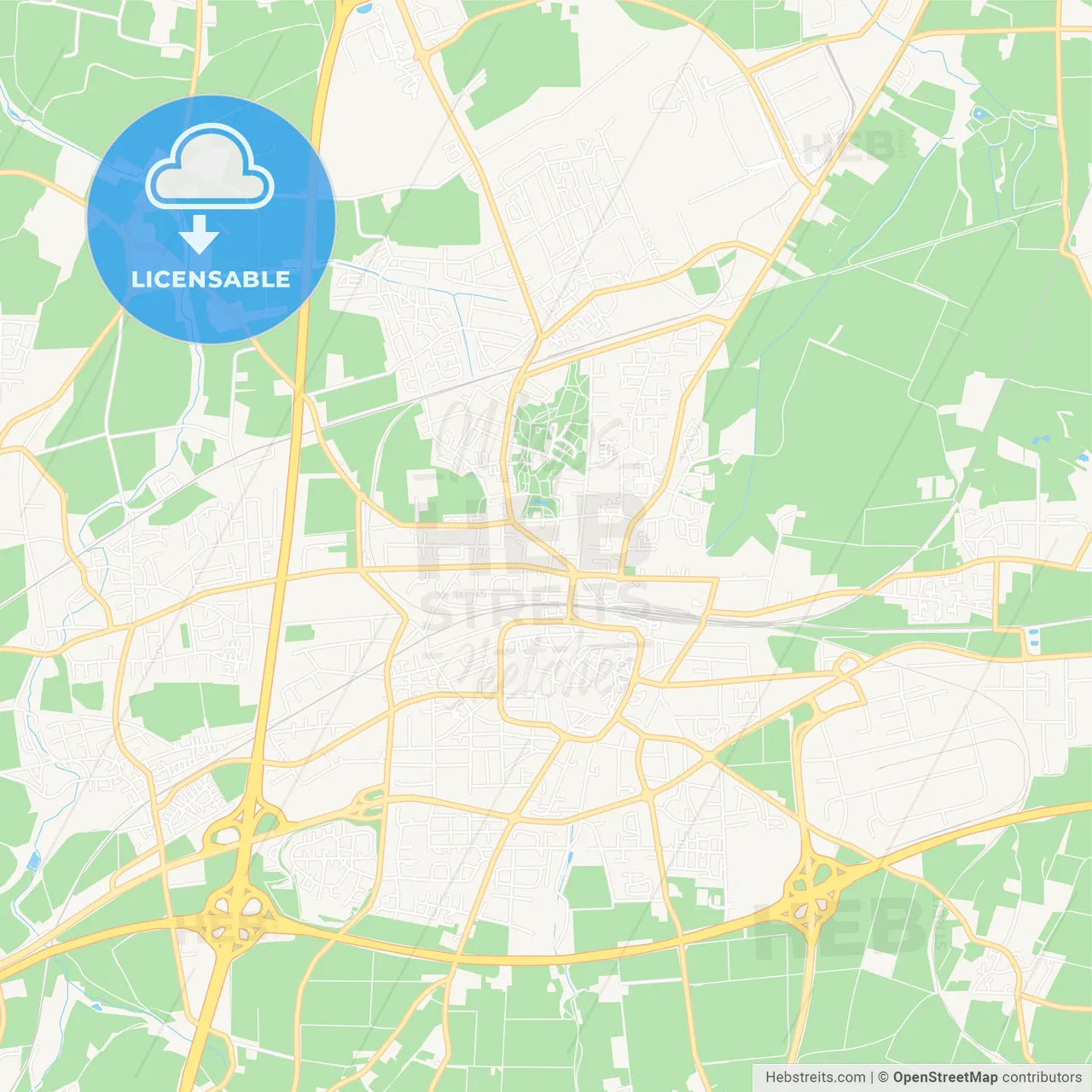 Unna, Germany Vector Map - Classic Colors