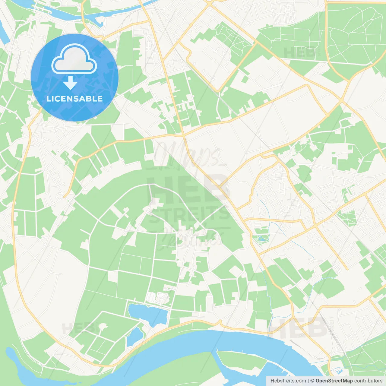 Voerde (Niederrhein), Germany Vector Map - Classic Colors