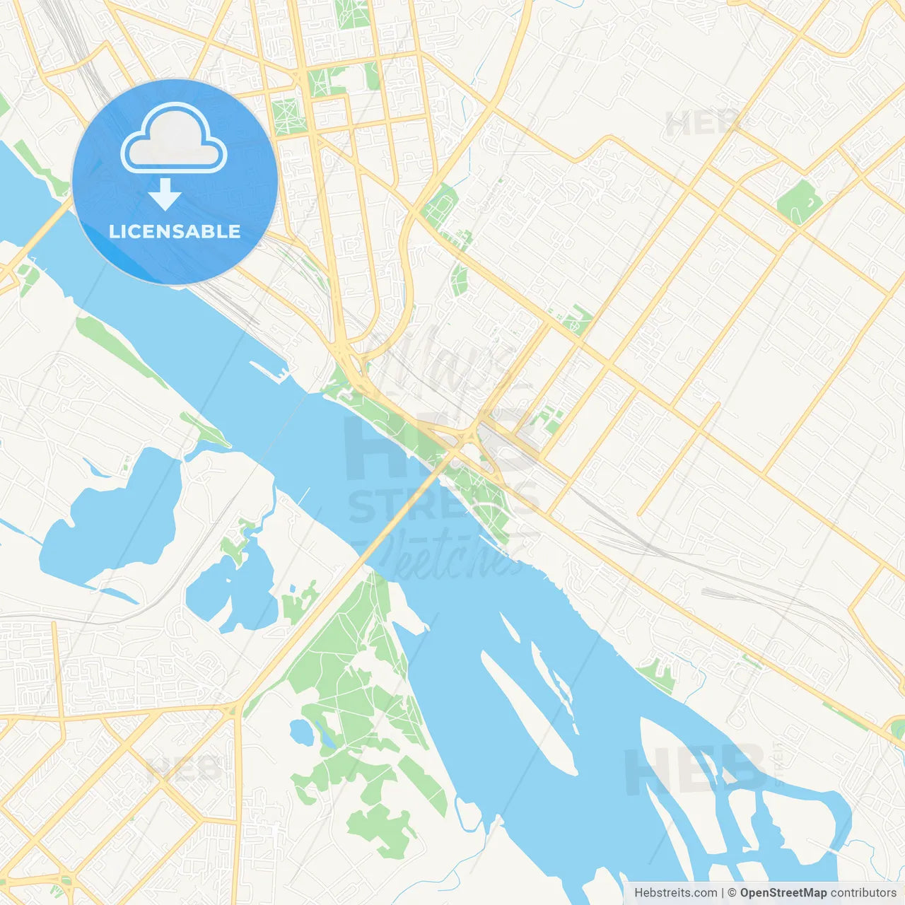 Novosibirsk, Russia Vector Map - Classic Colors