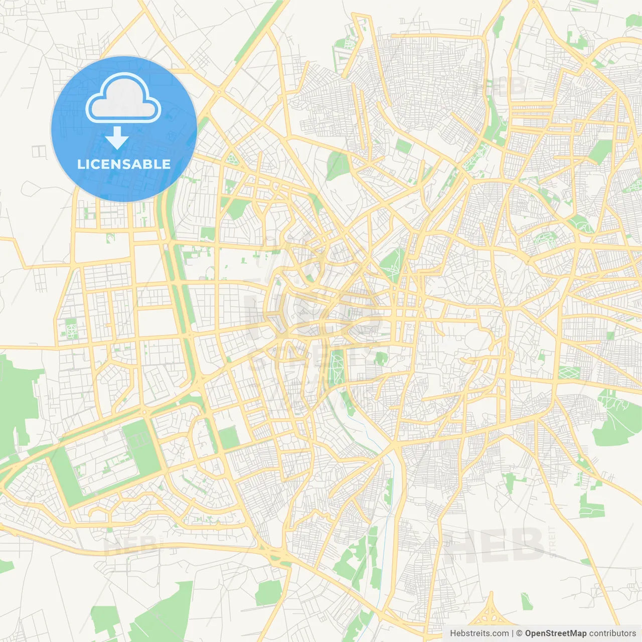 Printable street map of Aleppo, Syria