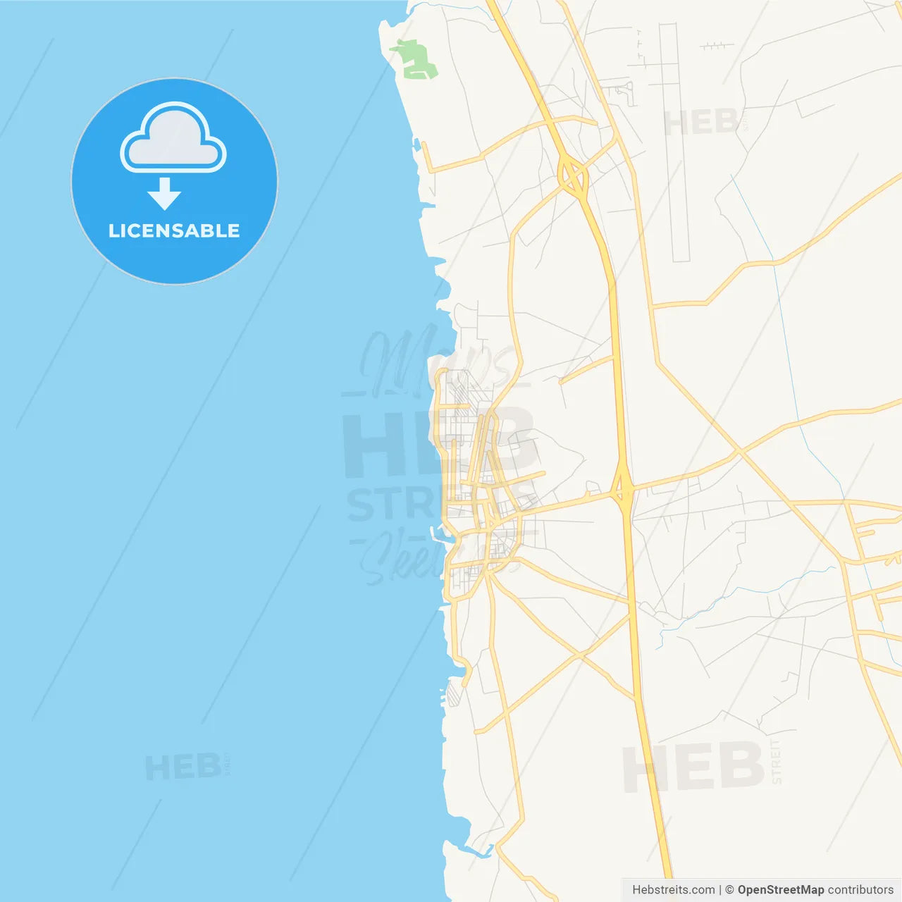 Printable street map of Jableh, Syria