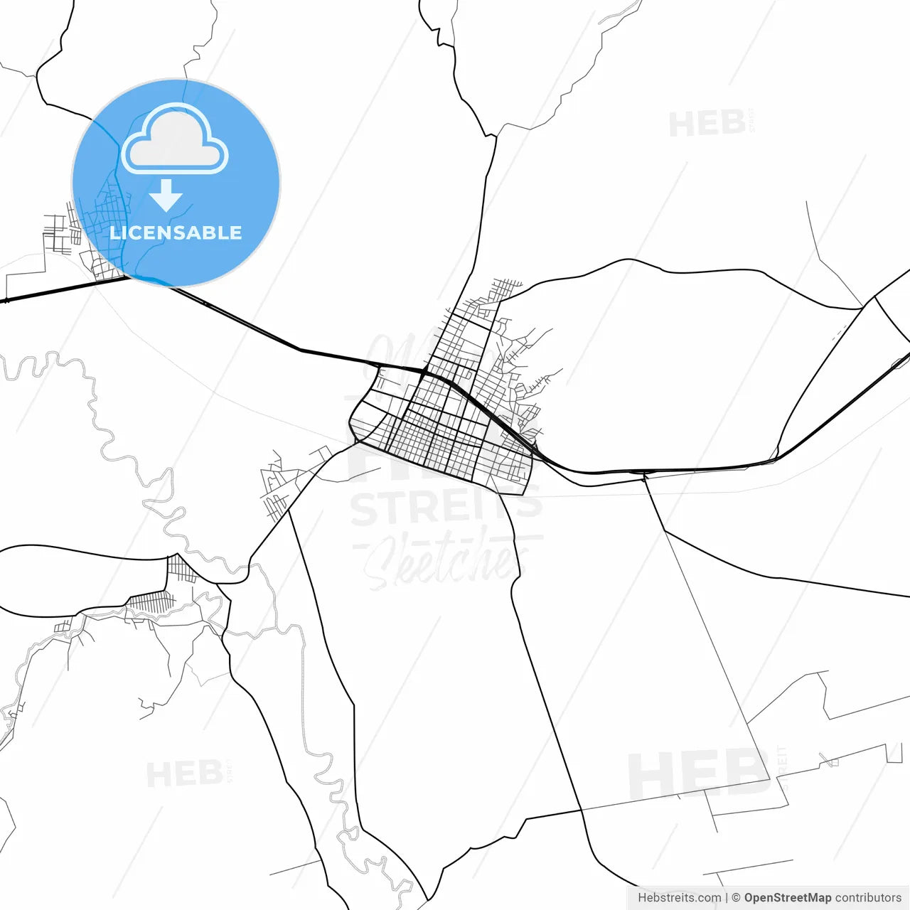 Vector PDF map of Yaritagua, Venezuela