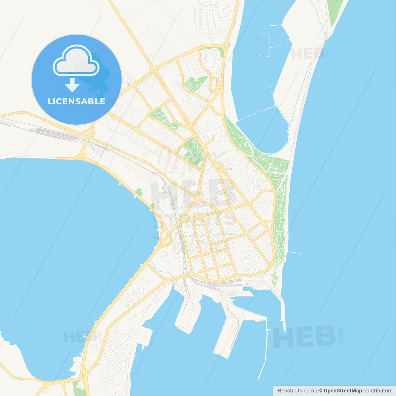 Burgas, Bulgaria Vector Map - Classic Colors