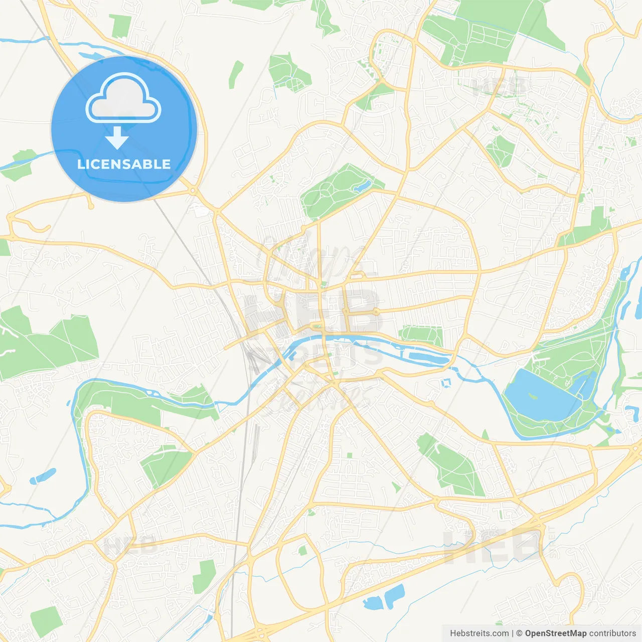 Bedford, England Vector Map - Classic Colors